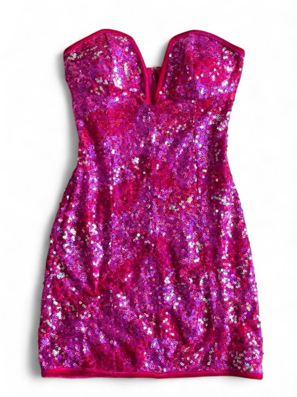 Fuchsia Sequin Strapless Party Dress